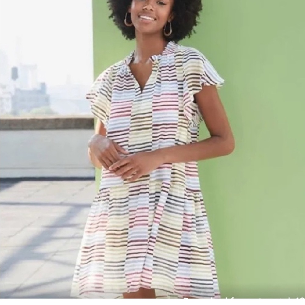Loft Flutter Sleeve Drop Waist Dress